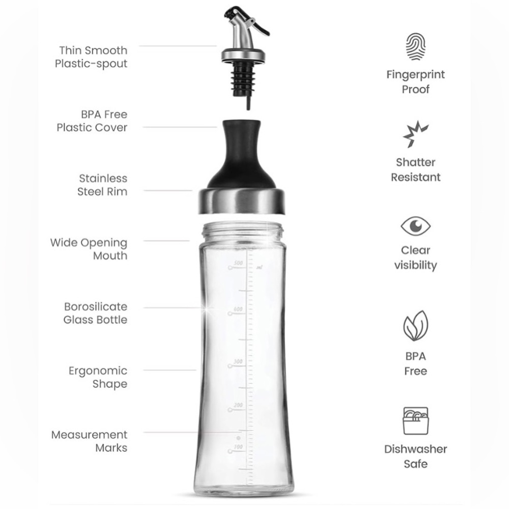 FineDine Olive Oil Dispenser Bottles, Glass Oil and Vinegar Dispenser S… - Picture 10 of 11